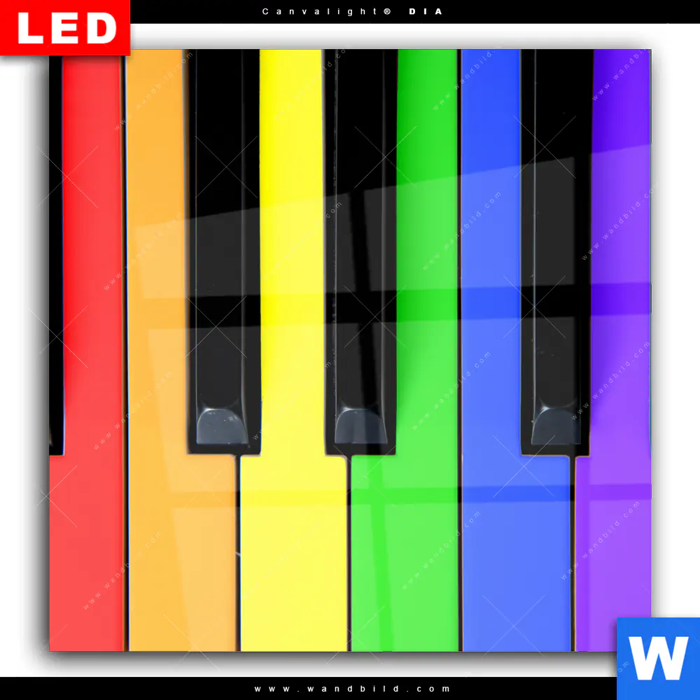 Wechselmotiv Acrylglas Canvalight® DIA | Bunte Klaviertasten | Quadrat - Image 2