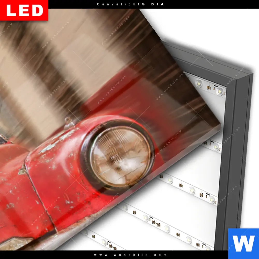 Wechselmotiv Acrylglas Canvalight® DIA | Bunte vintage Oldtimer | Panorama - Image 3