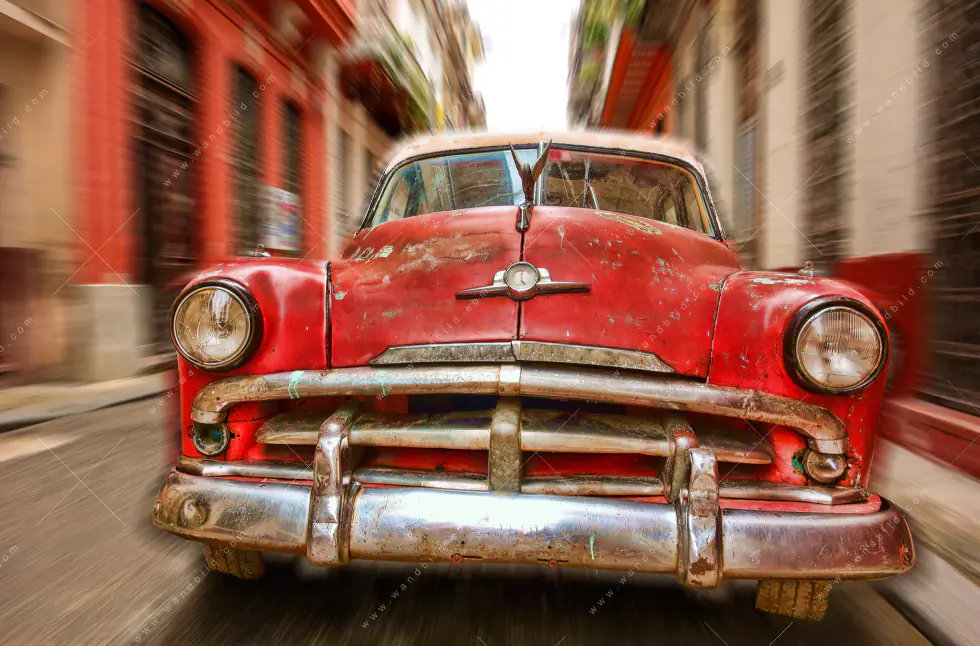 Wechselmotiv Acrylglas Canvalight® DIA | Bunte vintage Oldtimer | Panorama - Image 5