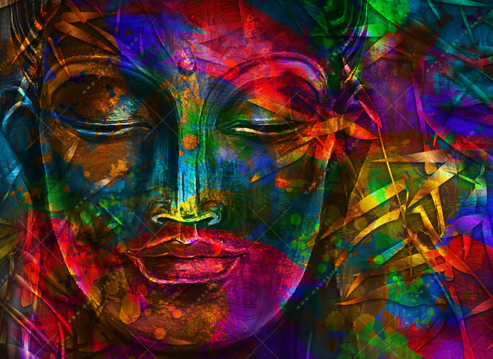 Wechselmotiv Acrylglas Canvalight® DIA | Bunter Buddha | Hochformat - Image 5