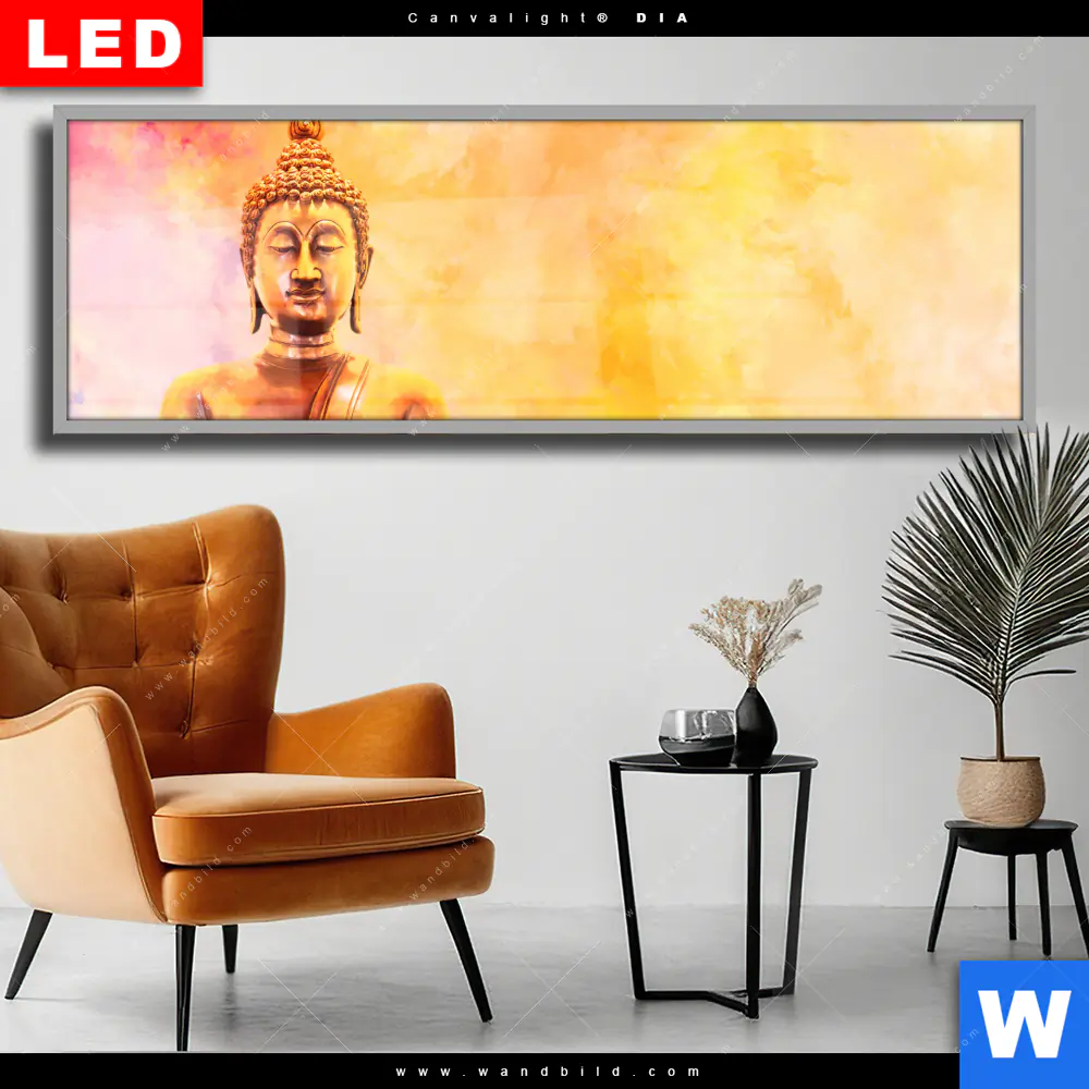 Wechselmotiv Acrylglas Canvalight® DIA | Bunter Buddha No.3 | Panorama