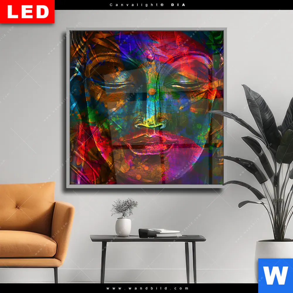 Wechselmotiv Acrylglas Canvalight® DIA | Bunter Buddha | Quadrat