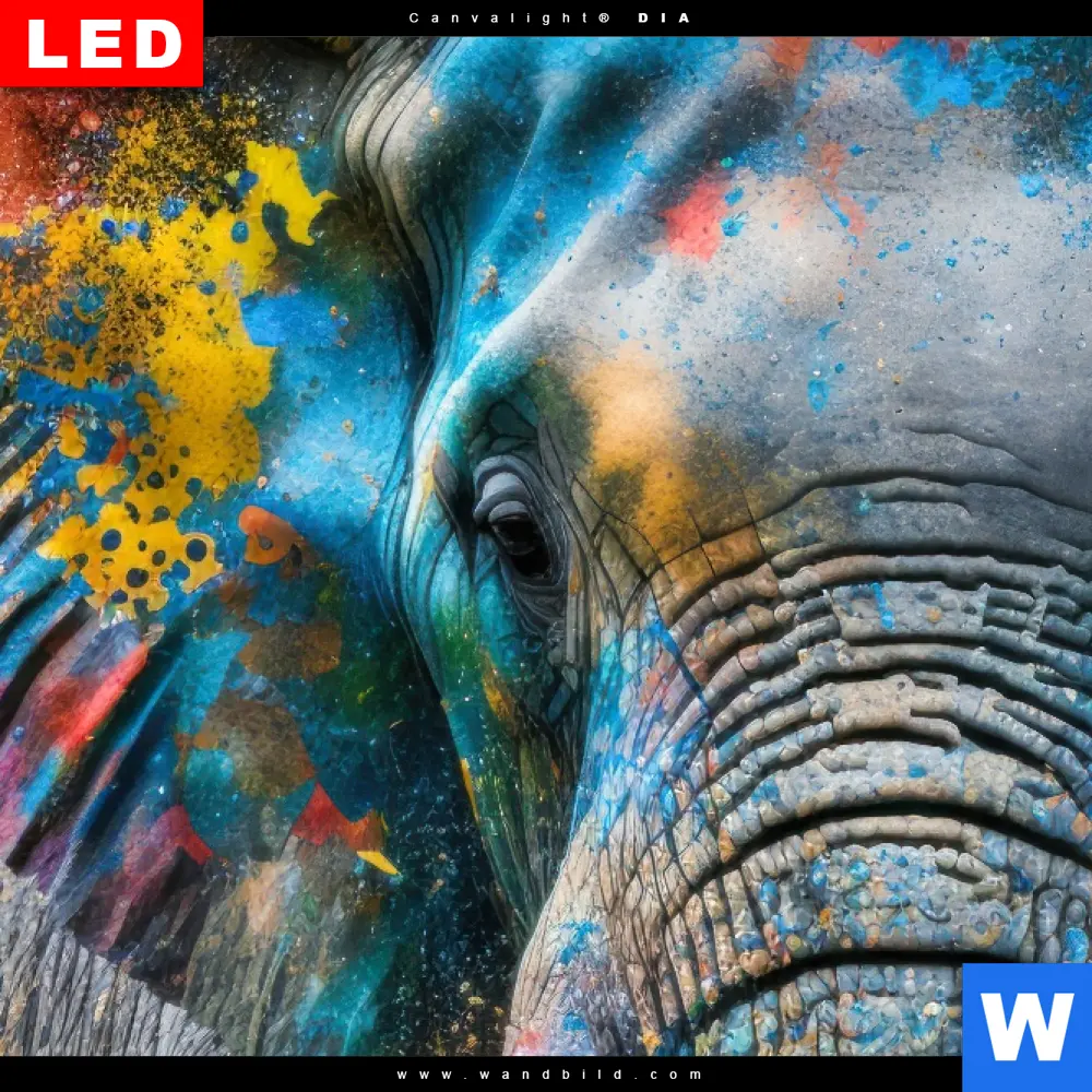 Wechselmotiv Acrylglas Canvalight® DIA | Bunter Elefant | Hochformat - Image 4