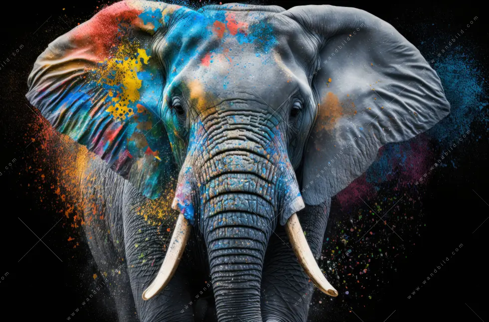 Wechselmotiv Acrylglas Canvalight® DIA | Bunter Elefant | Hochformat - Image 5