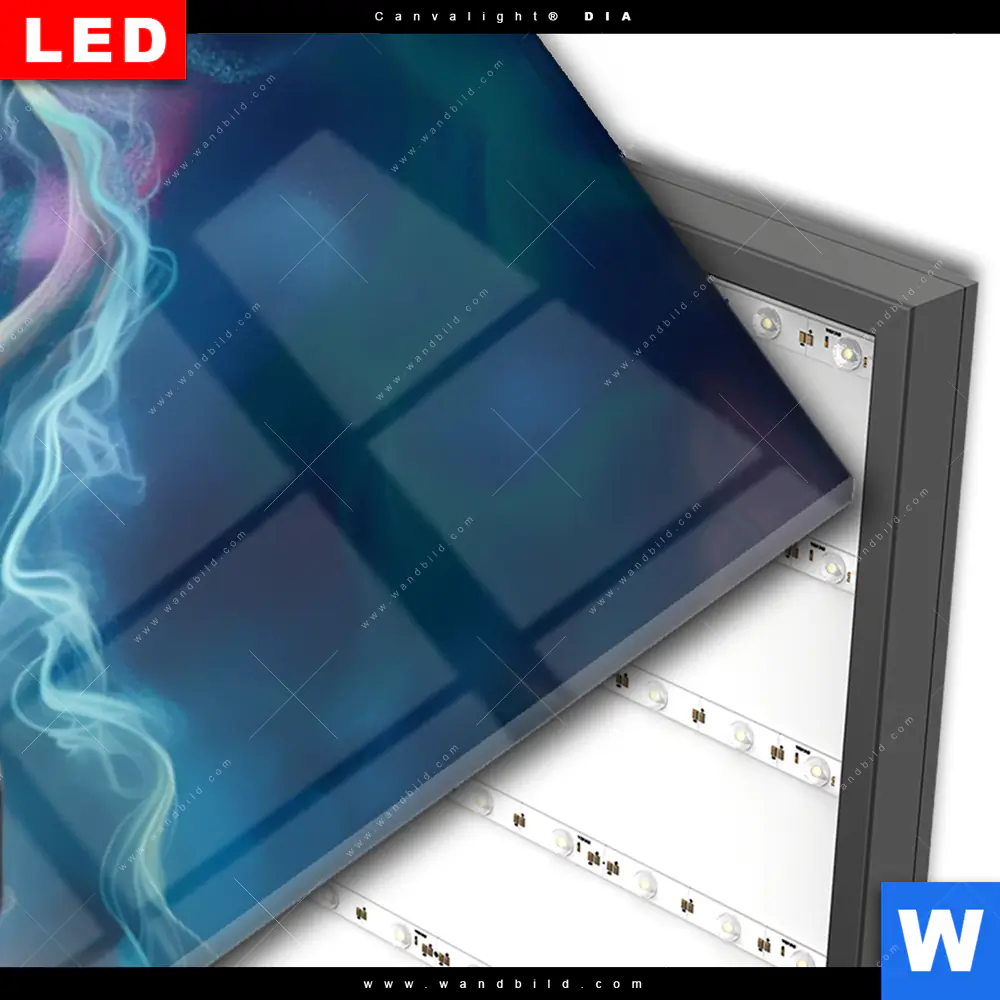 Wechselmotiv Acrylglas Canvalight® DIA | Bunter Hirsch in Flammen | Panorama - Image 3