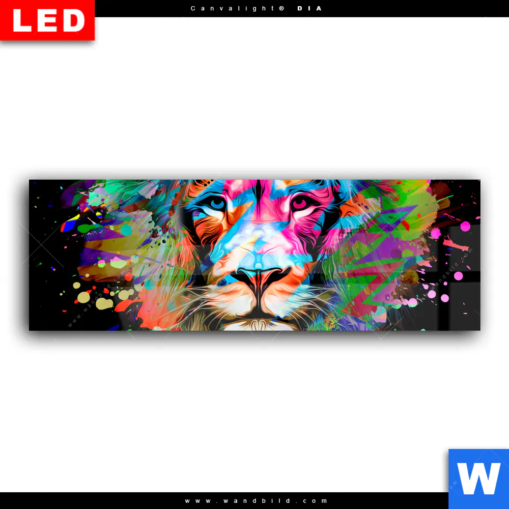 Wechselmotiv Acrylglas Canvalight® DIA | Bunter Löwe Schwarz | Panorama - Image 2