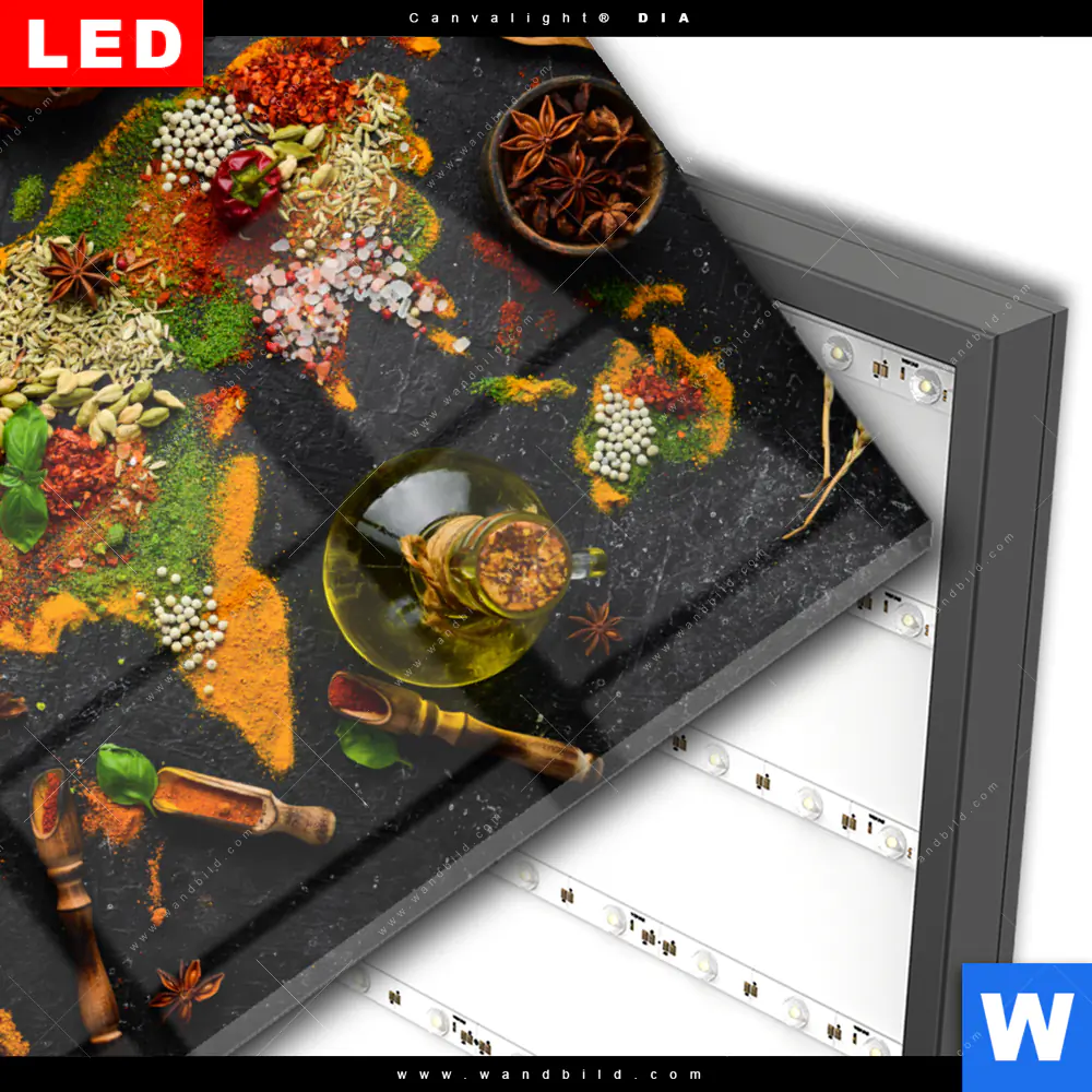Wechselmotiv Acrylglas Canvalight® DIA | Die Weltkarte der Gewürze | Querformat - Image 3