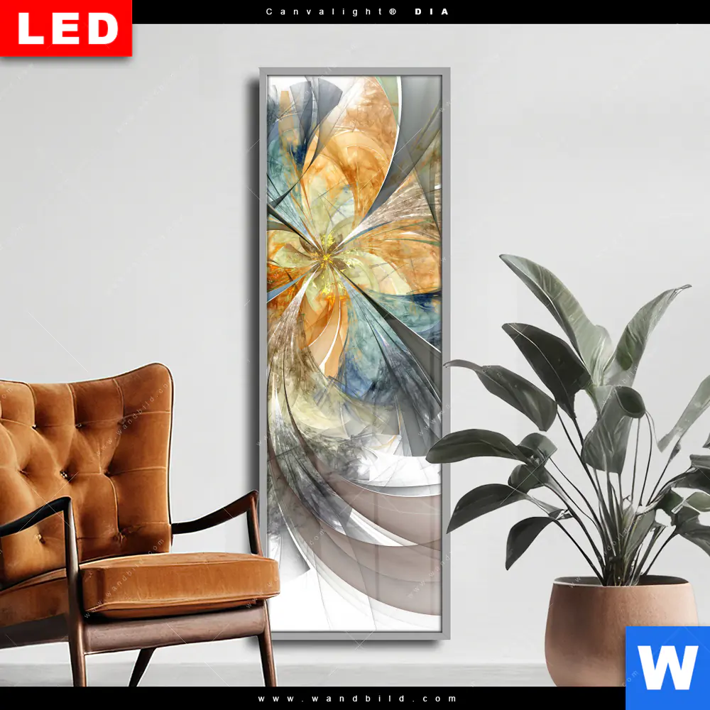 Wechselmotiv Acrylglas Canvalight® DIA | Digitale Blumen No.1 | Schmal