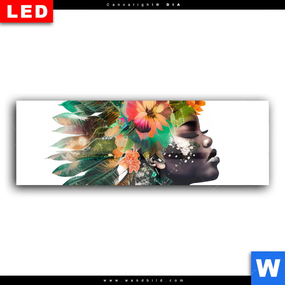 Wechselmotiv Acrylglas Canvalight® DIA | Doppelbelichtung Porträt einer afrikanischen Frau | Panorama - Image 2