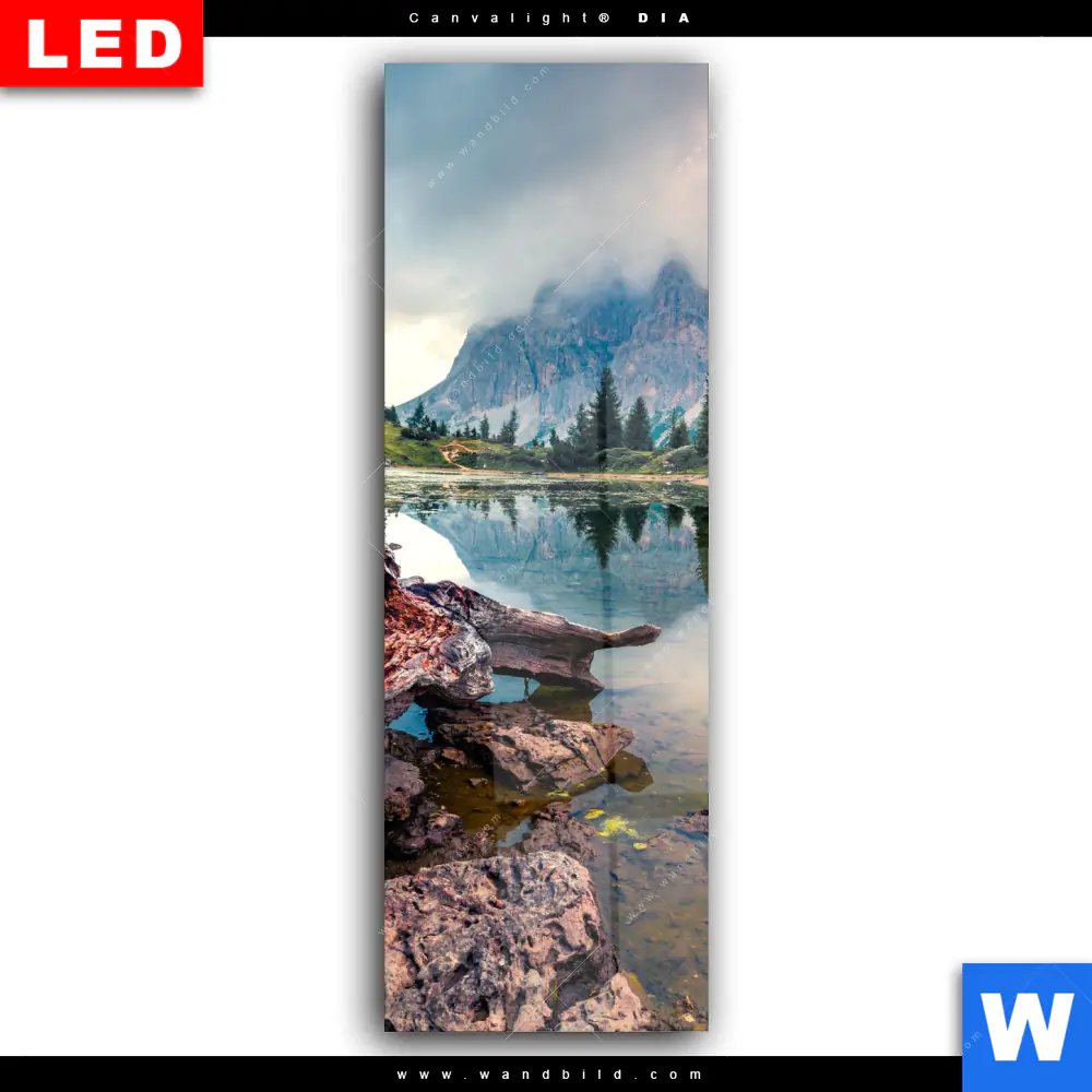 Wechselmotiv Acrylglas Canvalight® DIA | Dramatischer Morgenblick am See | Schmal - Image 2