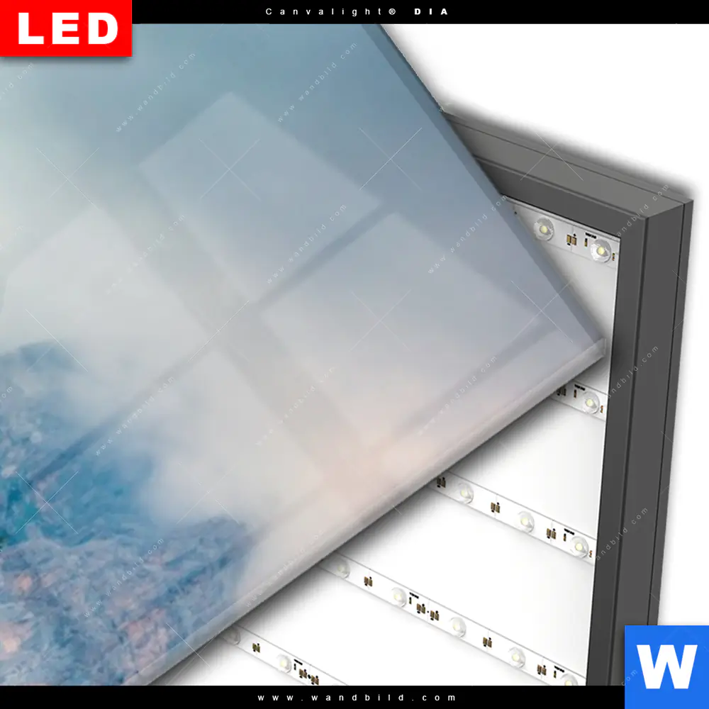 Wechselmotiv Acrylglas Canvalight® DIA | Dramatischer Morgenblick am See | Schmal - Image 3