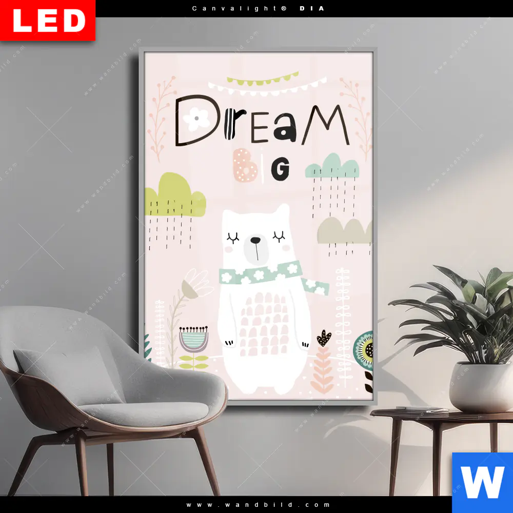 Wechselmotiv Acrylglas Canvalight® DIA | Dream Big Eisbär | Hochformat