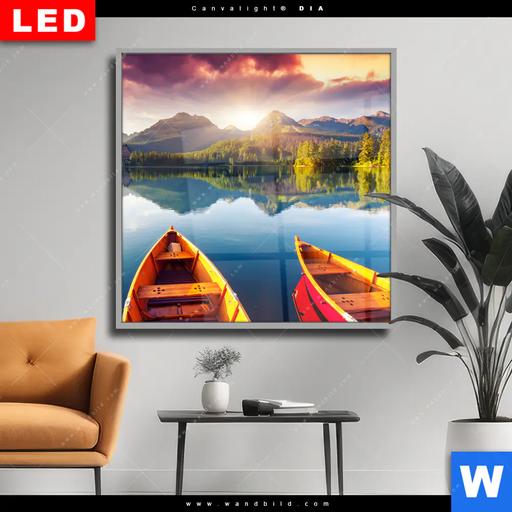 Wechselmotiv Acrylglas Canvalight® DIA | Drei Boote | Quadrat