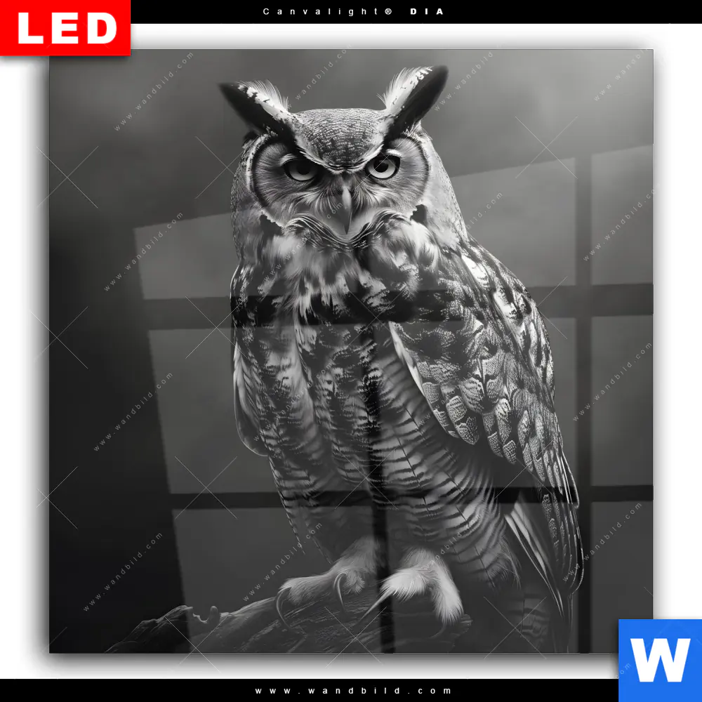 Wechselmotiv Acrylglas Canvalight® DIA | Düstere Eleganz der Eule | Quadrat - Image 2