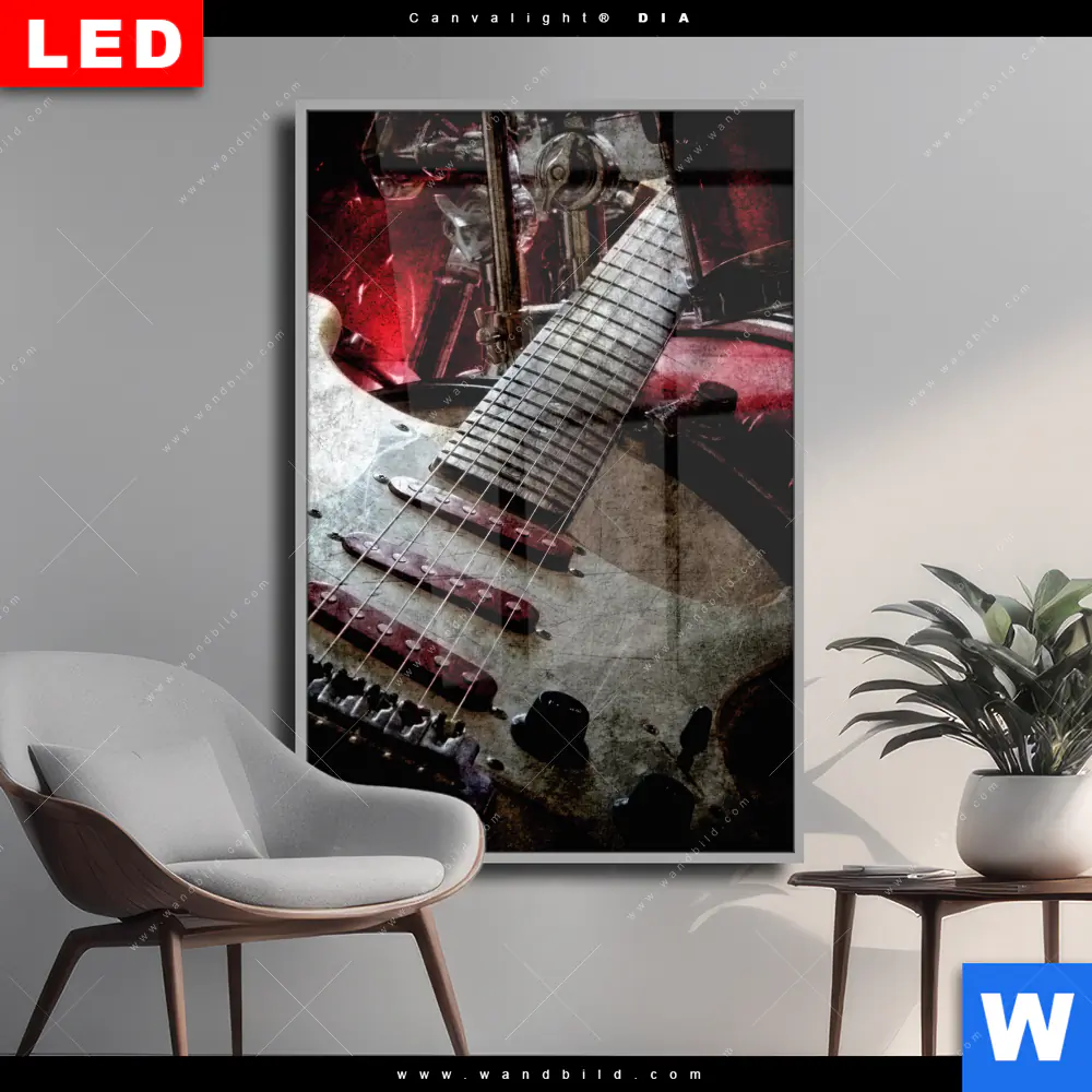 Wechselmotiv Acrylglas Canvalight® DIA | E-Gitarre Retro Look | Hochformat