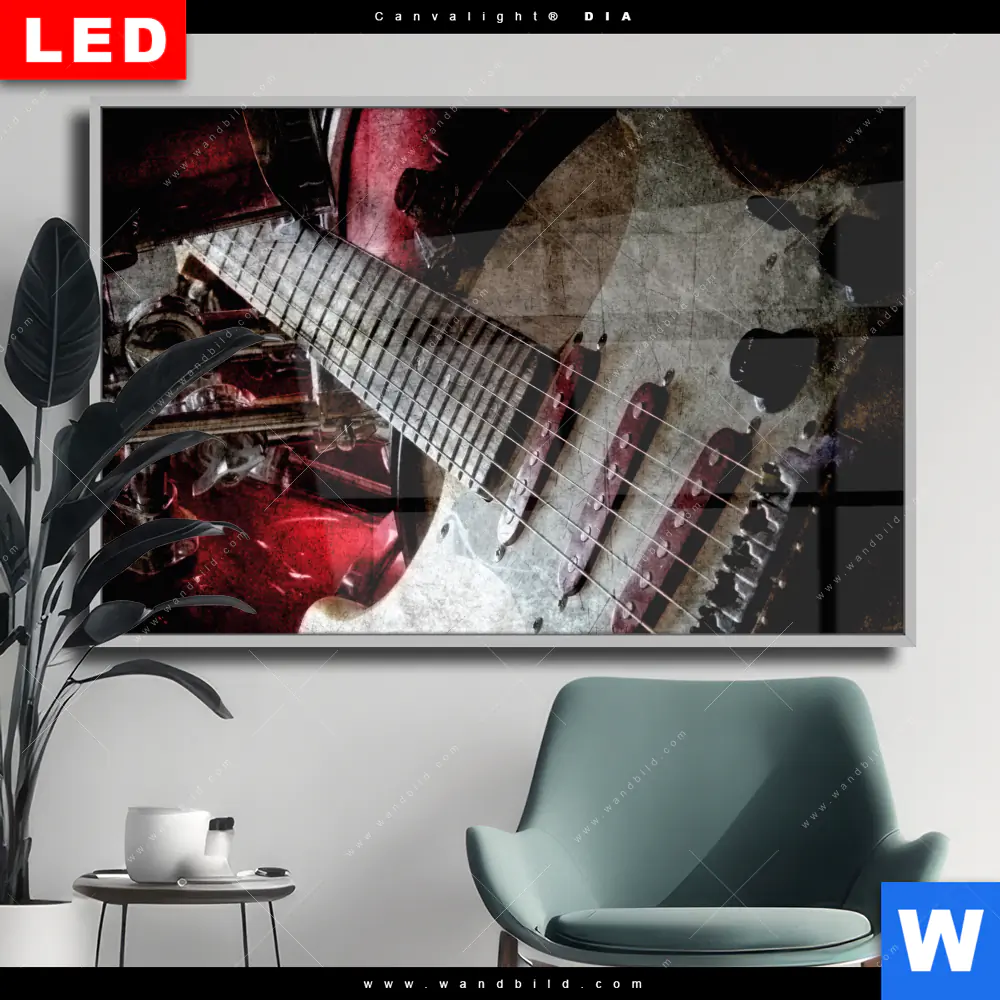 Wechselmotiv Acrylglas Canvalight® DIA | E-Gitarre Retro Look | Querformat