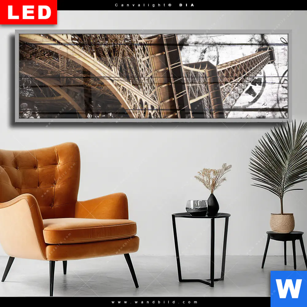 Wechselmotiv Acrylglas Canvalight® DIA | Eifelturm Shabby Stil | Panorama