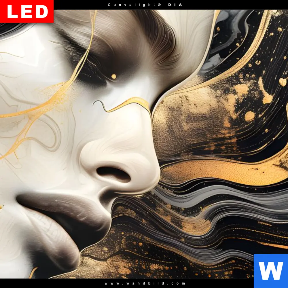 Wechselmotiv Acrylglas Canvalight® DIA | Elegantes gold-schwarzes Porträt | Quadrat - Image 4