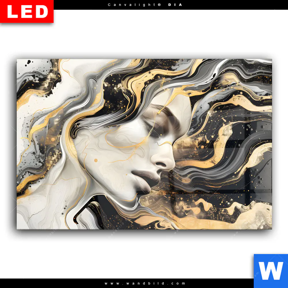 Wechselmotiv Acrylglas Canvalight® DIA | Elegantes gold-schwarzes Porträt | Querformat - Image 2