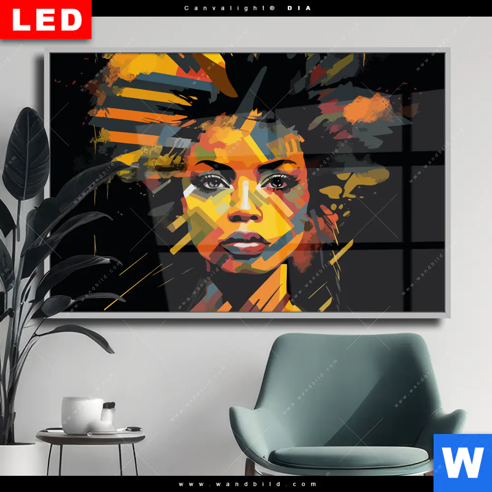 Wechselmotiv Acrylglas Canvalight® DIA | Erzörnte Frau | Querformat