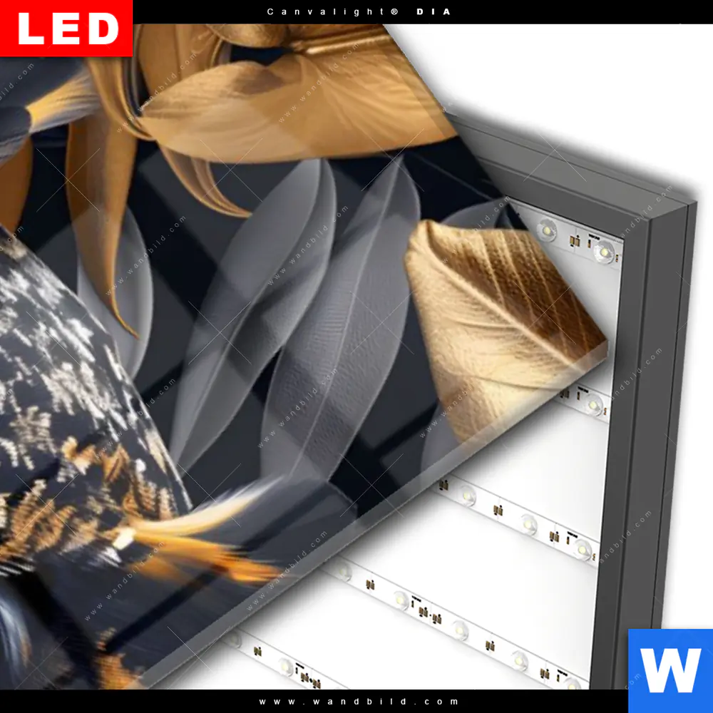 Wechselmotiv Acrylglas Canvalight® DIA | Eule und goldene Blätter | Schmal - Image 3