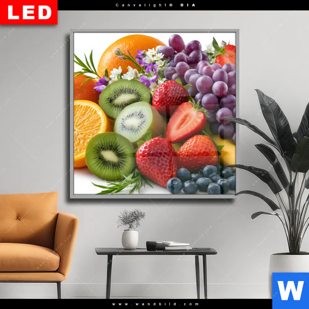 Wechselmotiv Acrylglas Canvalight® DIA | Exotische Früchte und Beeren | Quadrat