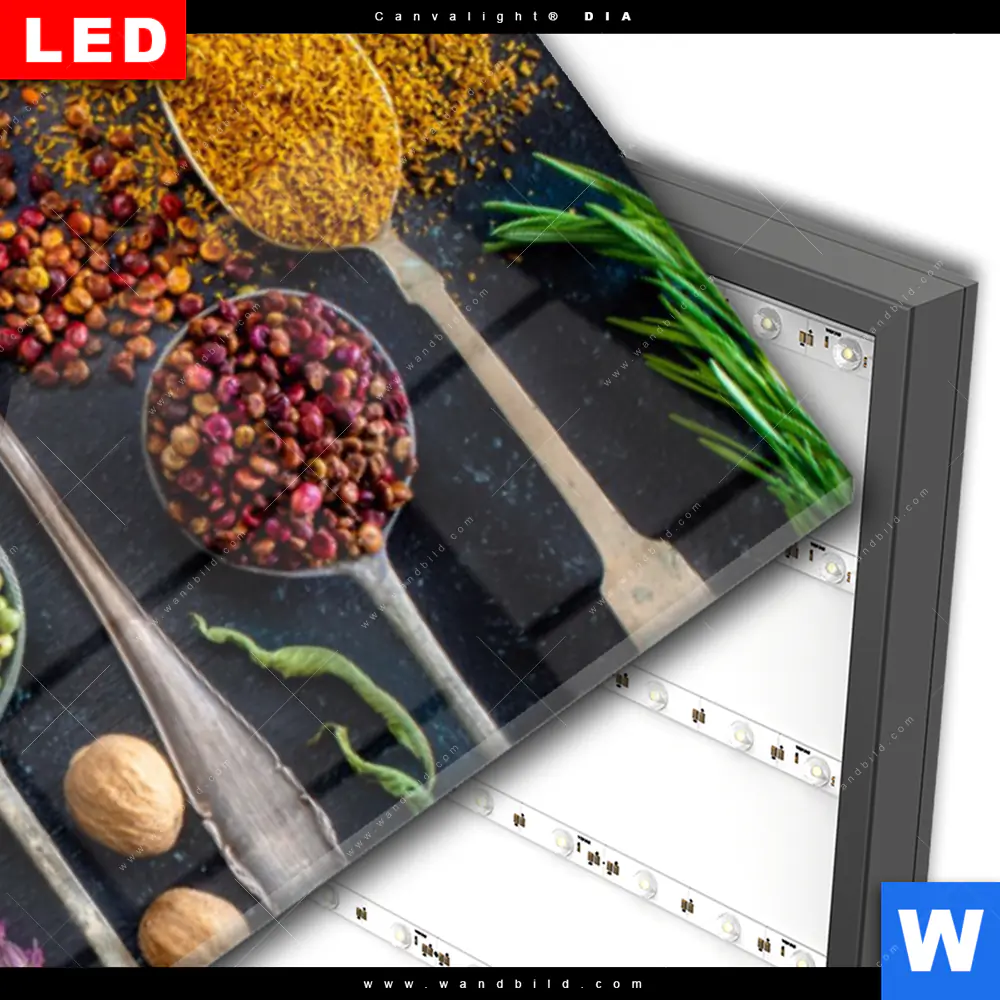 Wechselmotiv Acrylglas Canvalight® DIA | Exotische Gewürze auf Löffeln | Panorama - Image 3