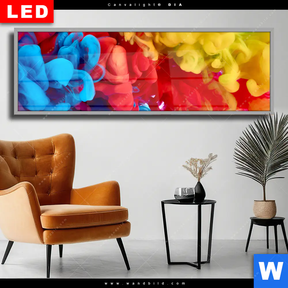 Wechselmotiv Acrylglas Canvalight® DIA | Farbe im Wasser - bunt | Panorama