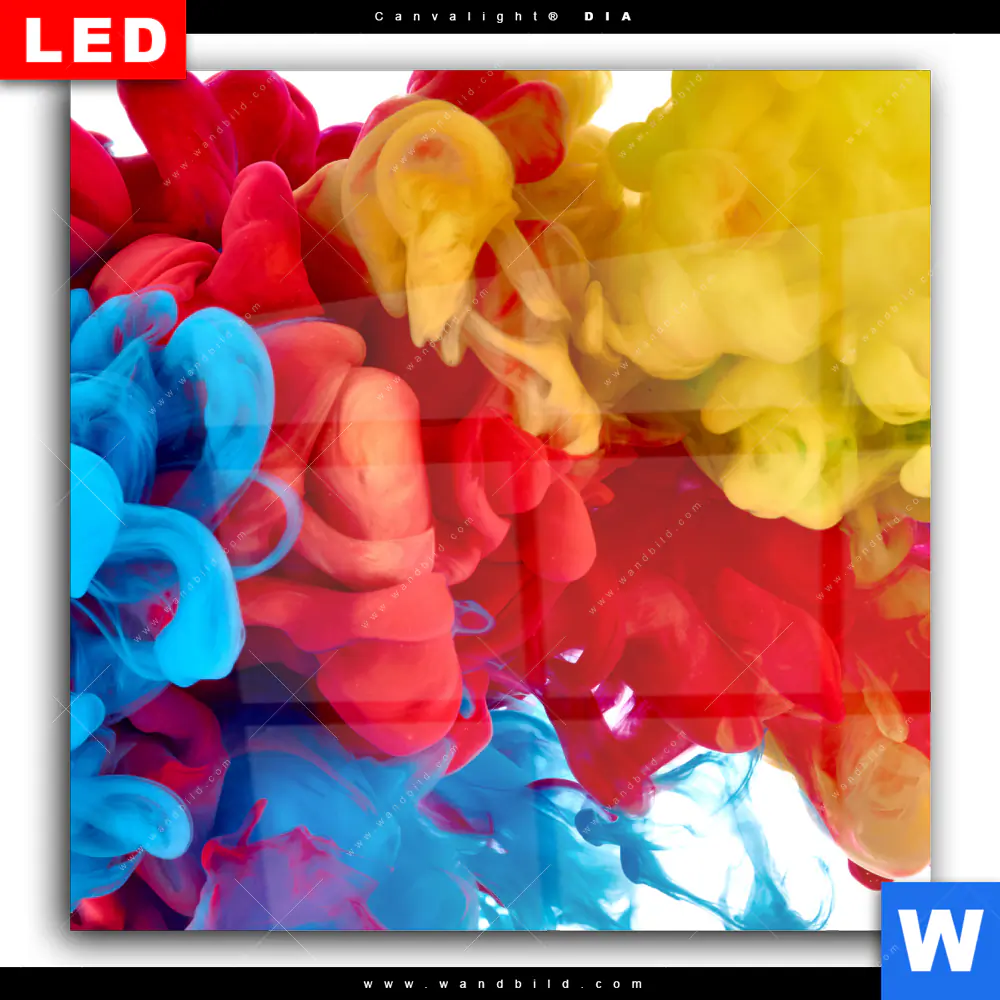 Wechselmotiv Acrylglas Canvalight® DIA | Farbe im Wasser - bunt | Quadrat - Image 2