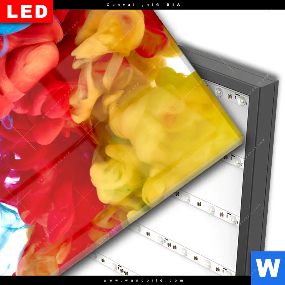 Wechselmotiv Acrylglas Canvalight® DIA | Farbe im Wasser - bunt | Quadrat - Image 3