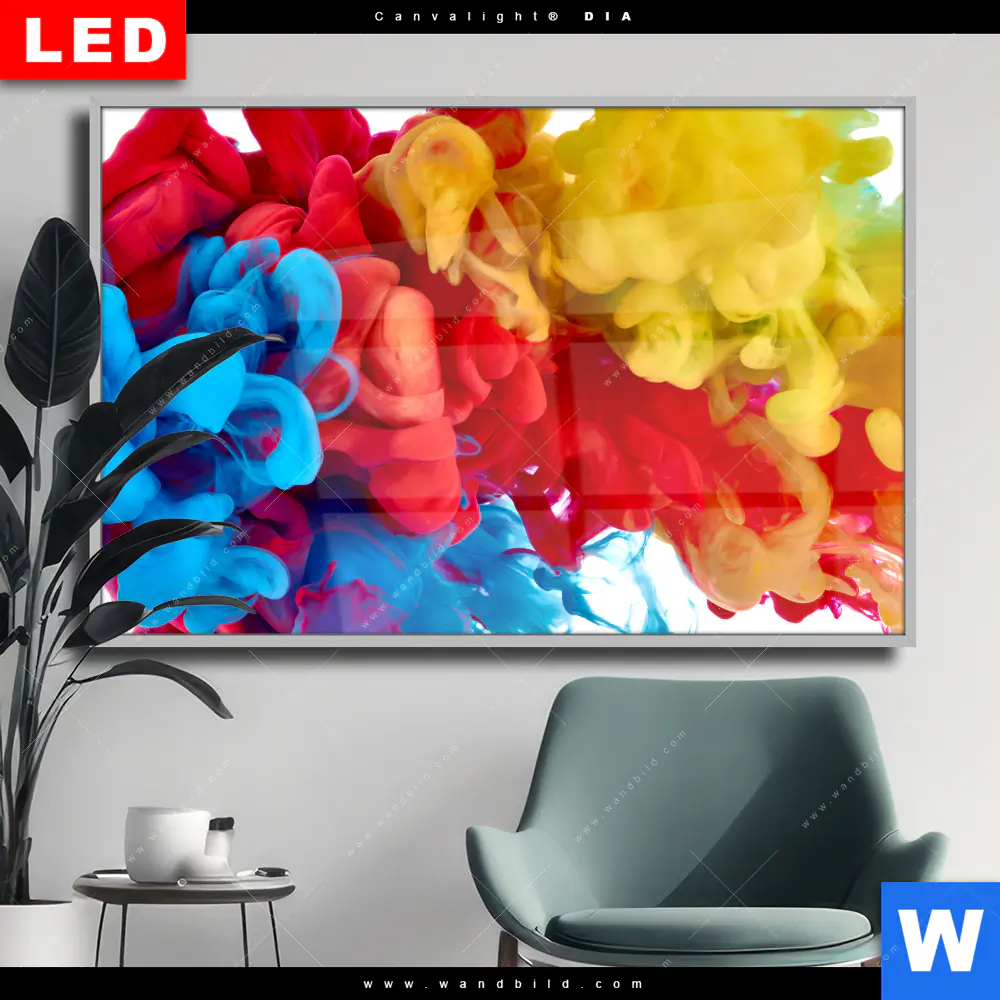 Wechselmotiv Acrylglas Canvalight® DIA | Farbe im Wasser - bunt | Querformat