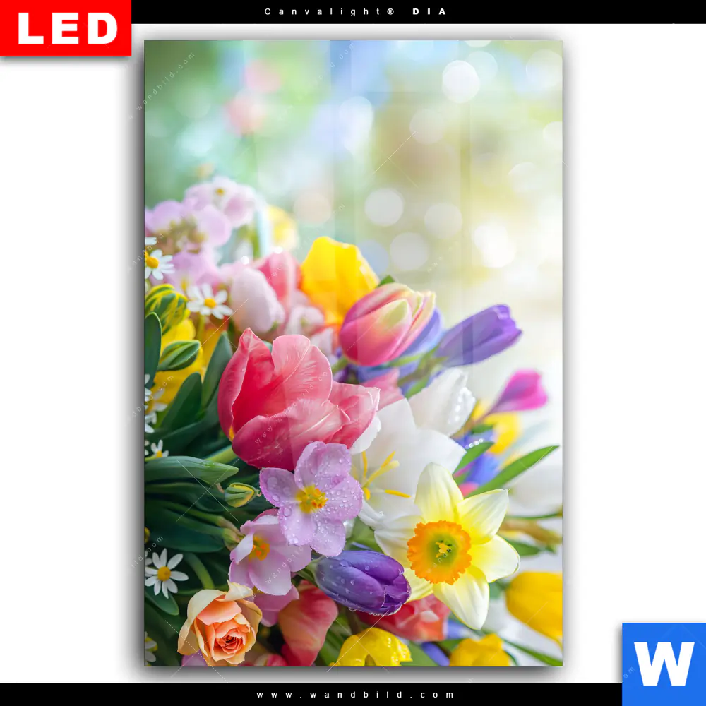 Wechselmotiv Acrylglas Canvalight® DIA | Farbenfrohe Frühlingsblüten | Hochformat - Image 2
