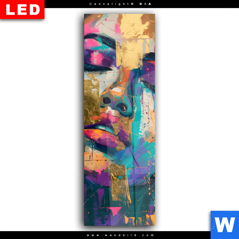 Wechselmotiv Acrylglas Canvalight® DIA | Farbexplosion - Porträt Florence | Schmal - Image 2