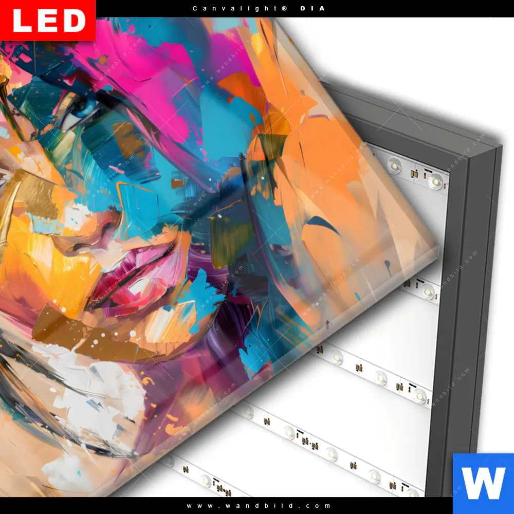 Wechselmotiv Acrylglas Canvalight® DIA | Farbexplosion - Porträt Lola | Querformat - Image 3
