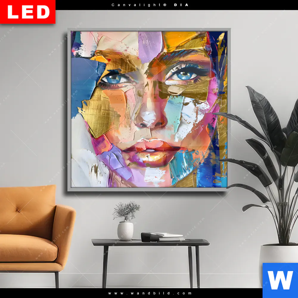 Wechselmotiv Acrylglas Canvalight® DIA | Farbexplosion - Porträt Nova | Quadrat