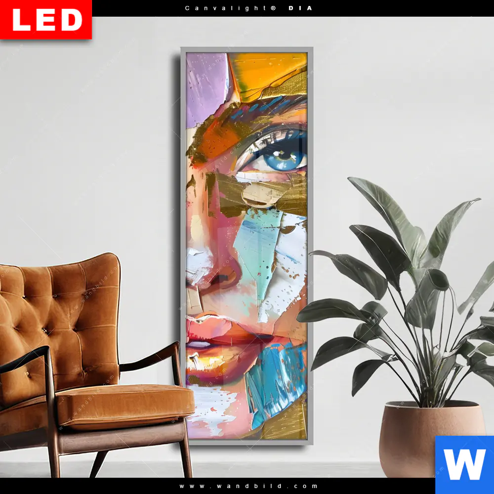 Wechselmotiv Acrylglas Canvalight® DIA | Farbexplosion - Porträt Nova | Schmal