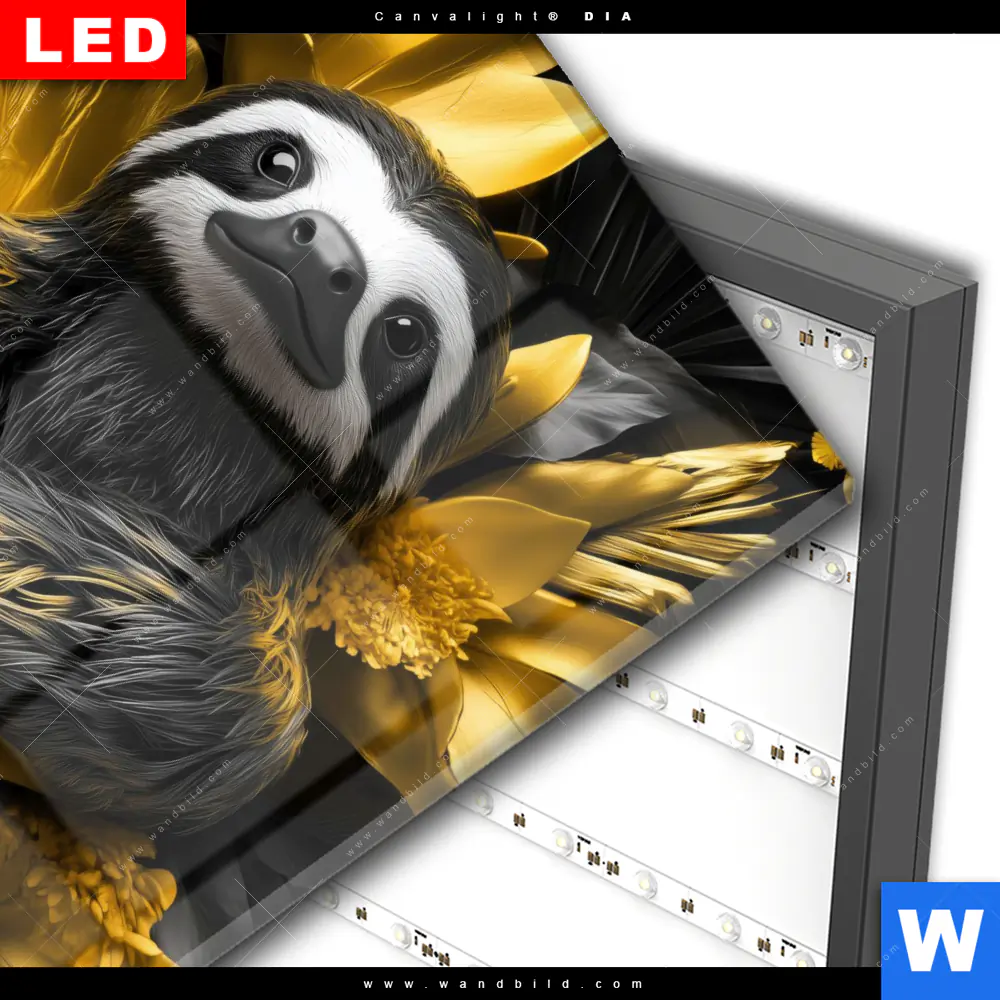 Wechselmotiv Acrylglas Canvalight® DIA | Faultier im goldenen Dschungel | Quadrat - Image 3