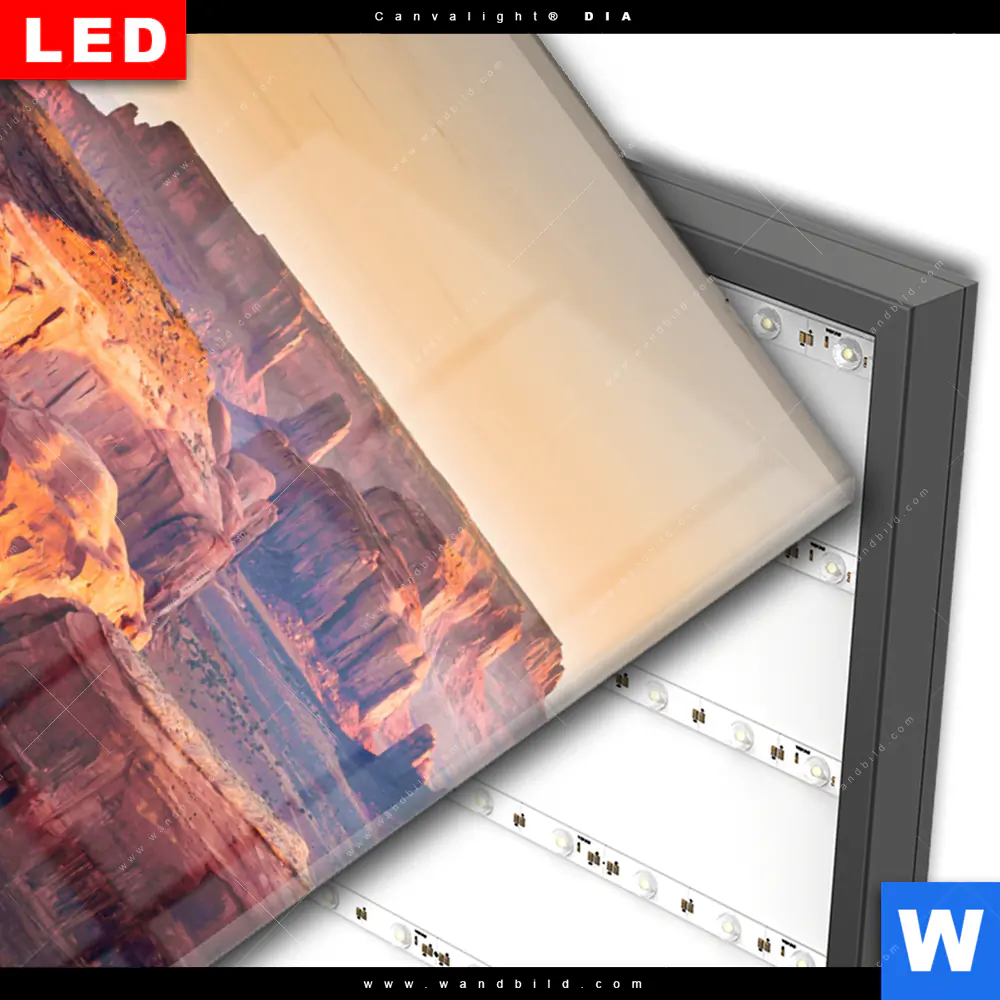 Wechselmotiv Acrylglas Canvalight® DIA | Felsen bei Sonnenuntergang | Hochformat - Image 3