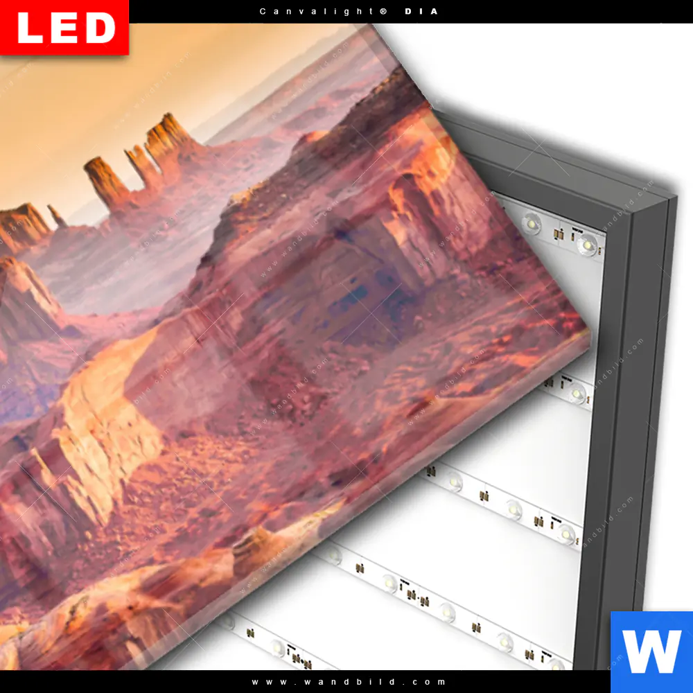 Wechselmotiv Acrylglas Canvalight® DIA | Felsen bei Sonnenuntergang | Panorama - Image 3