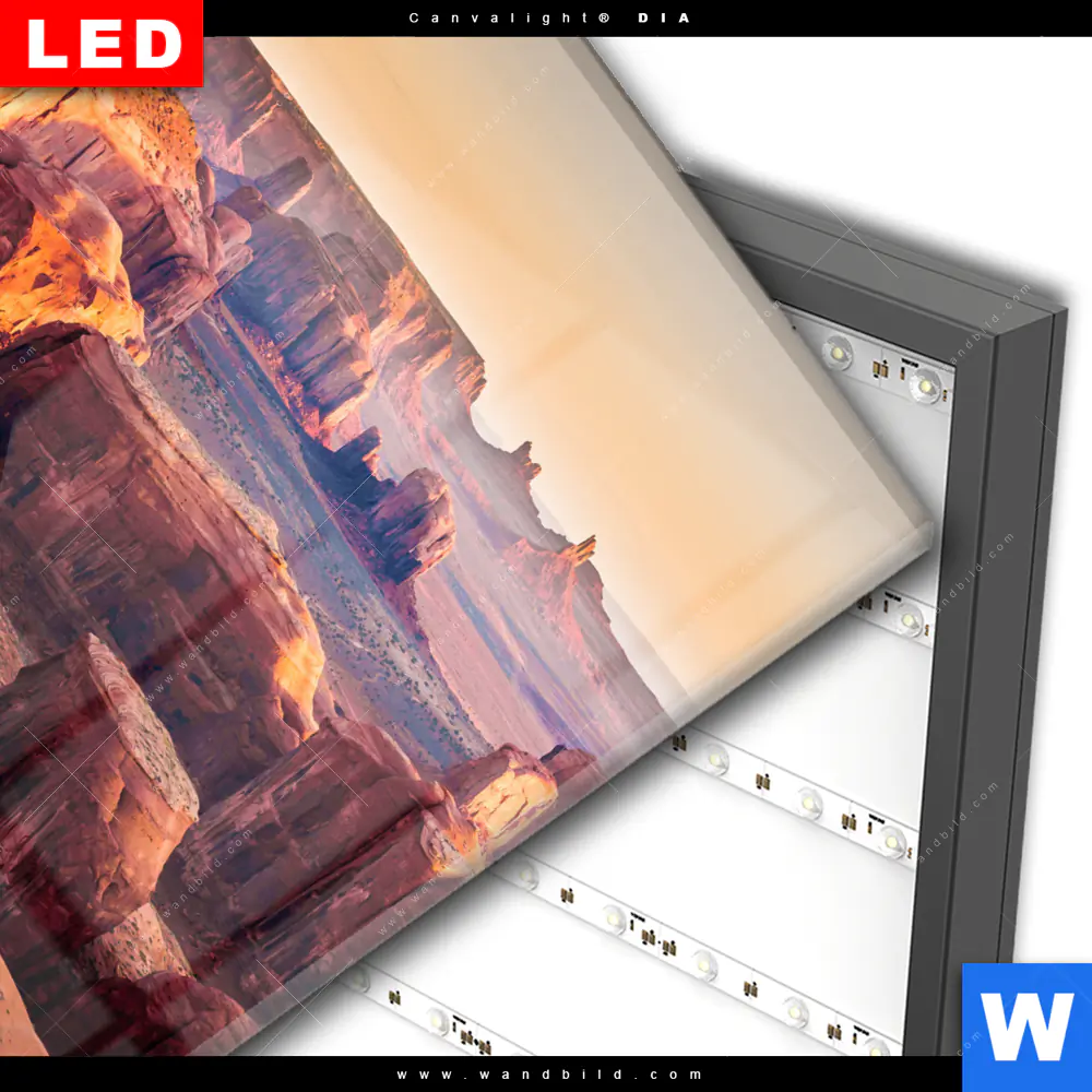 Wechselmotiv Acrylglas Canvalight® DIA | Felsen bei Sonnenuntergang | Quadrat - Image 3