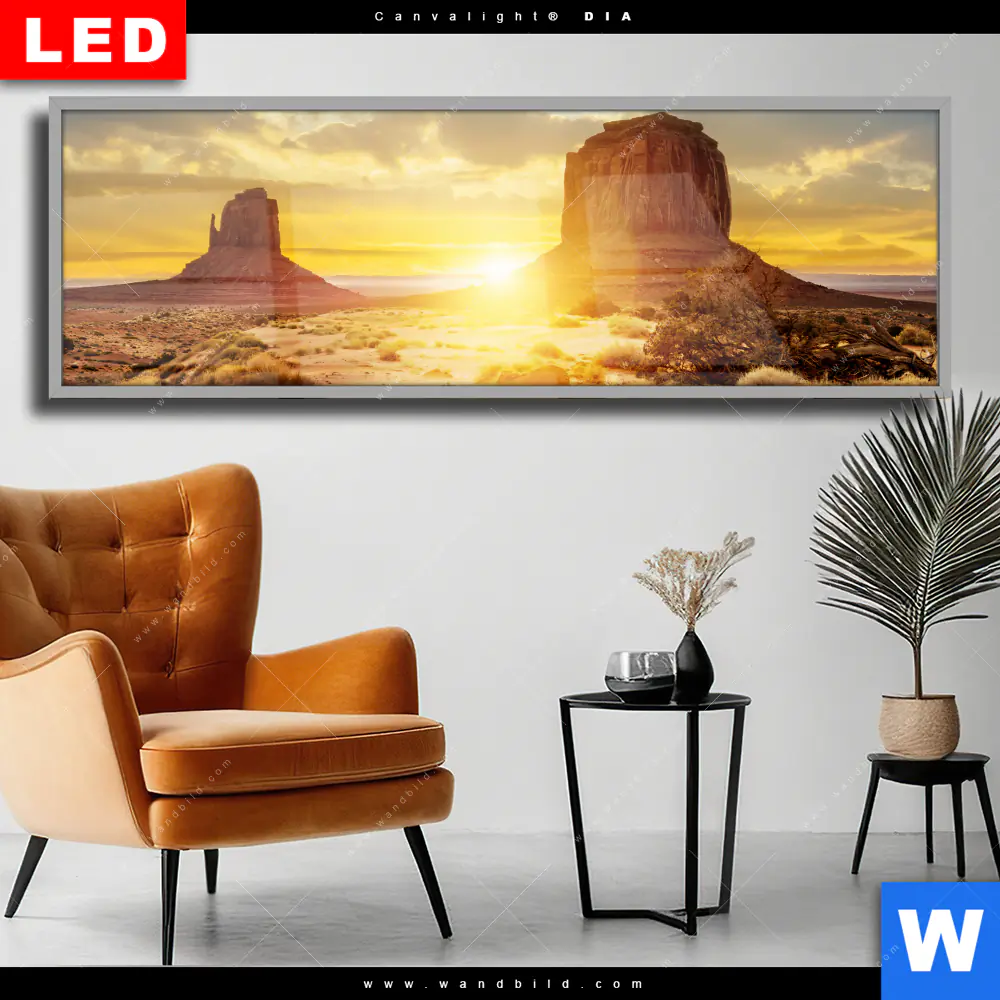 Wechselmotiv Acrylglas Canvalight® DIA | Felsen in Wüste | Panorama