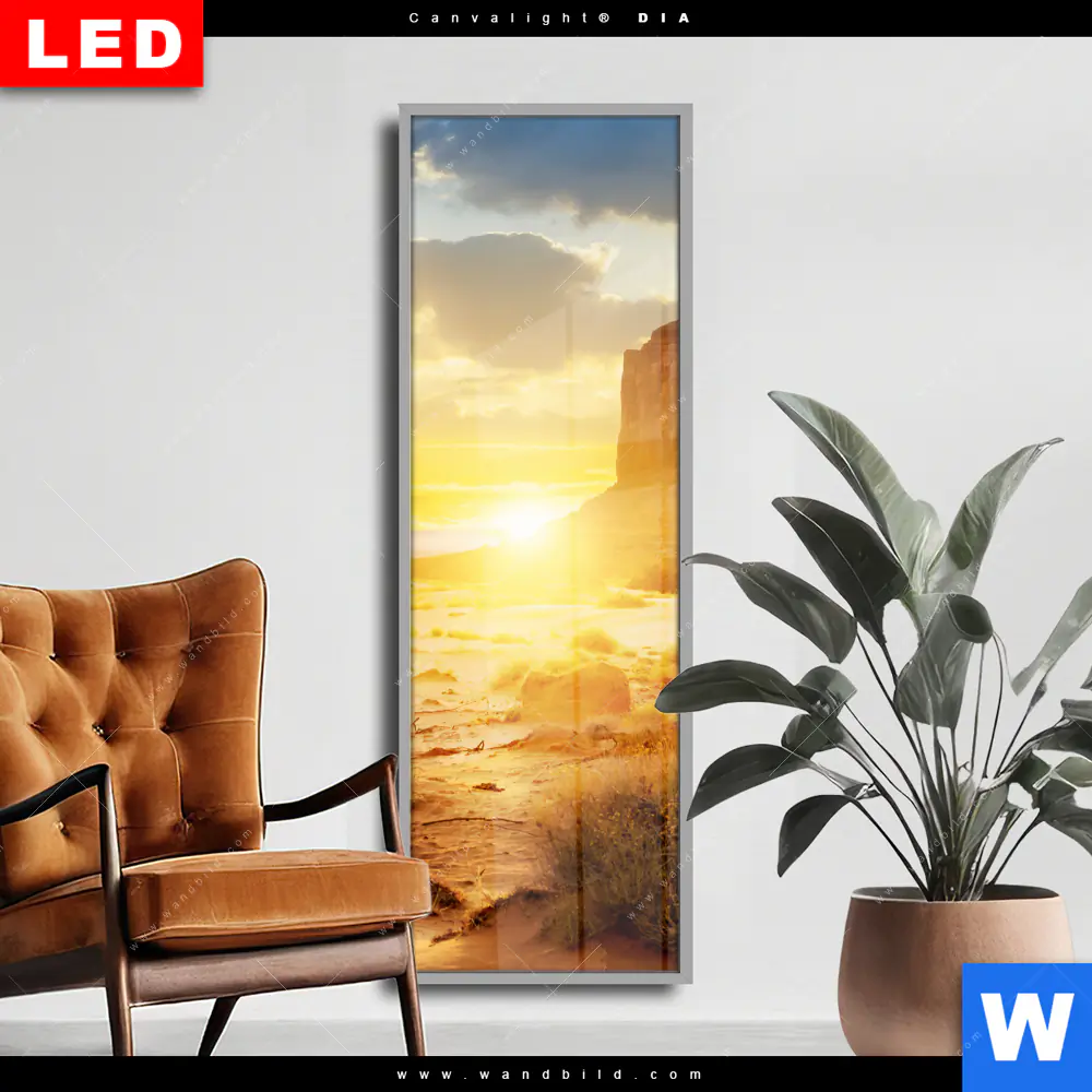 Wechselmotiv Acrylglas Canvalight® DIA | Felsen in Wüste | Schmal