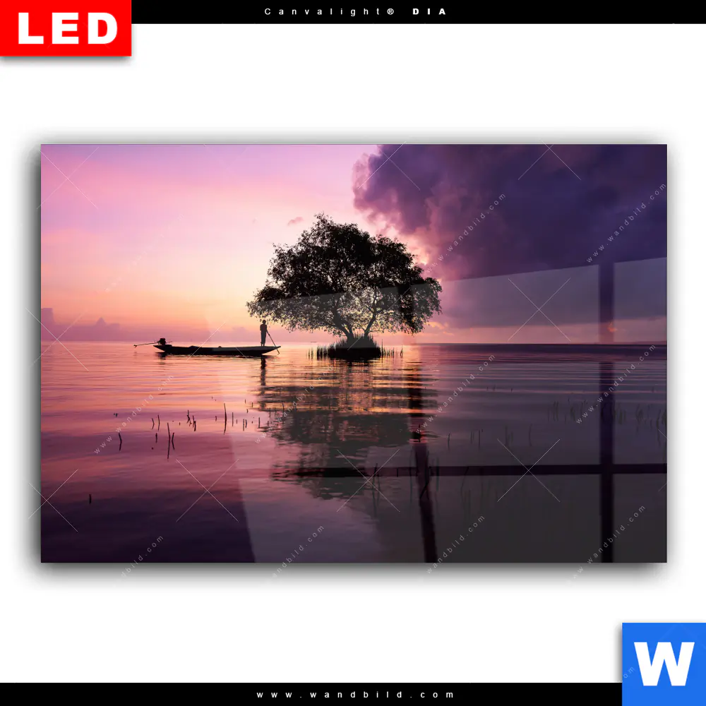 Wechselmotiv Acrylglas Canvalight® DIA | Fischer auf Boot Sonnenaufgang | Querformat - Image 2