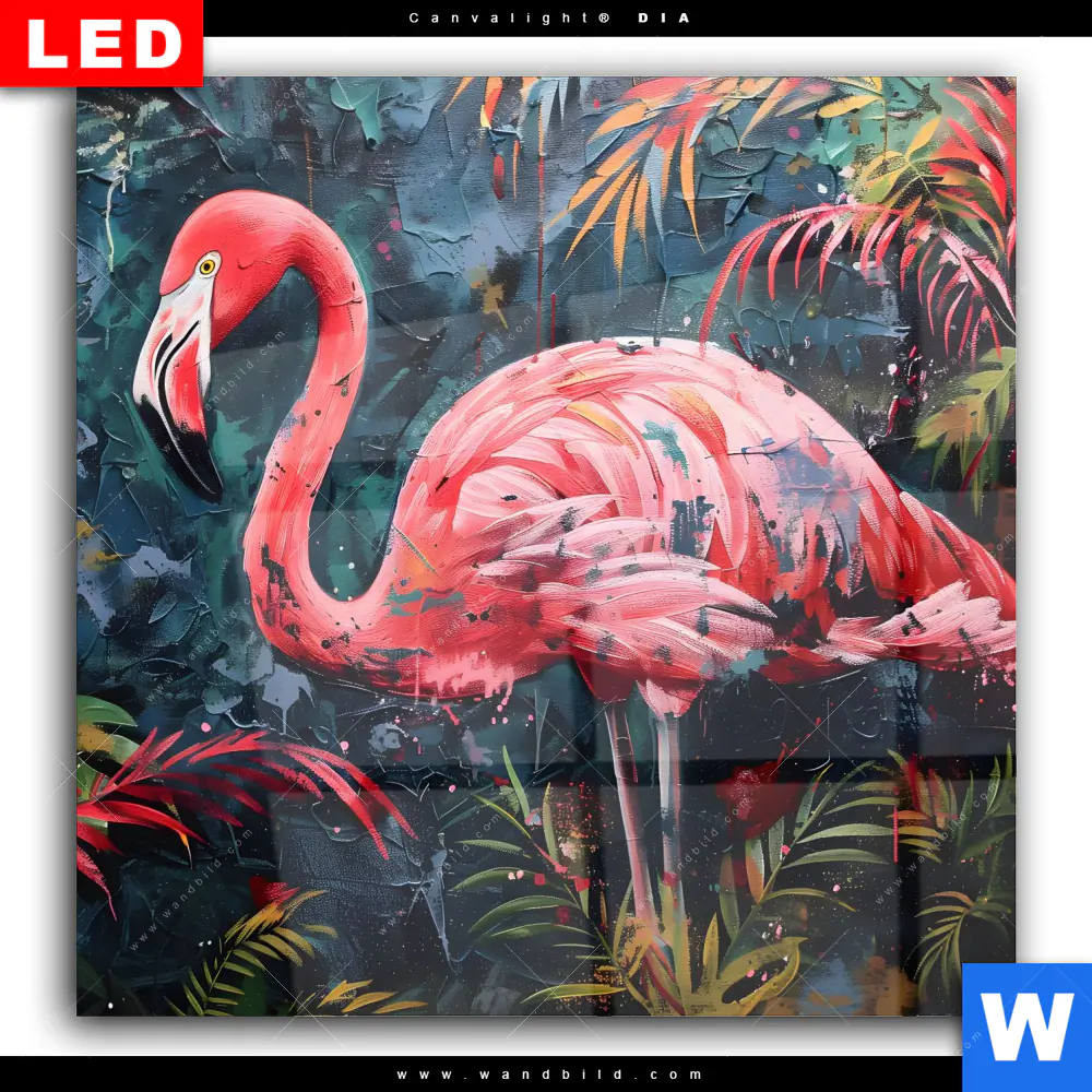 Wechselmotiv Acrylglas Canvalight® DIA | Flamingo - Dschungel Eleganz | Quadrat - Image 2