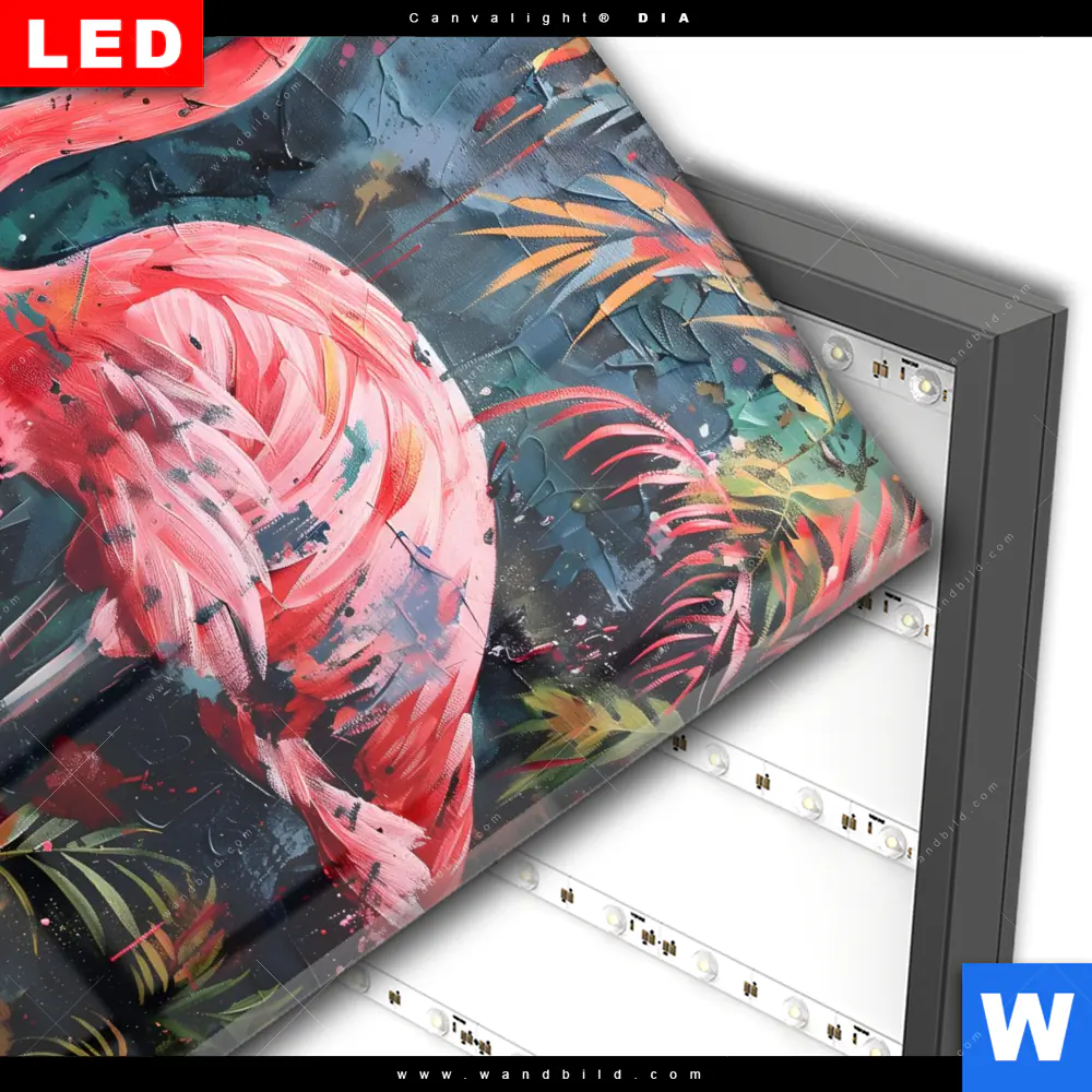 Wechselmotiv Acrylglas Canvalight® DIA | Flamingo - Dschungel Eleganz | Quadrat - Image 3