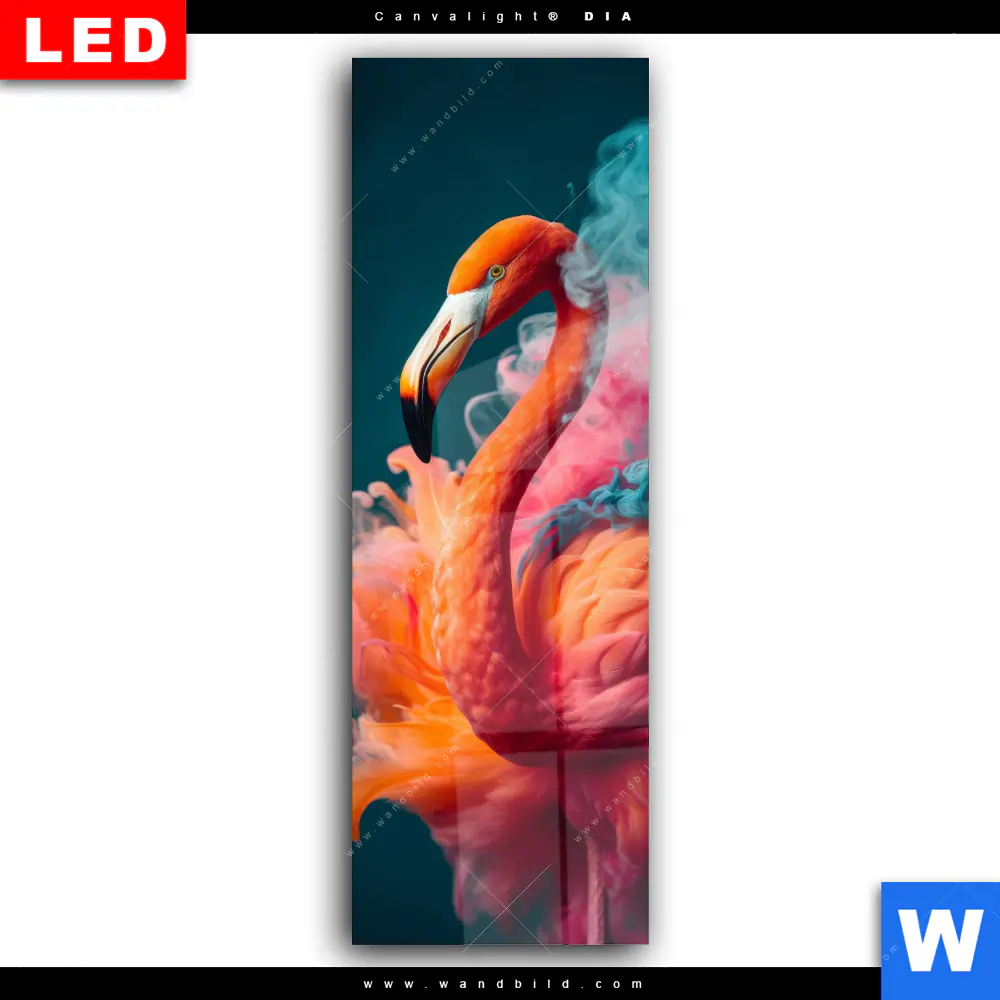 Wechselmotiv Acrylglas Canvalight® DIA | Flamingo in bunter Rauchwolke | Schmal - Image 2