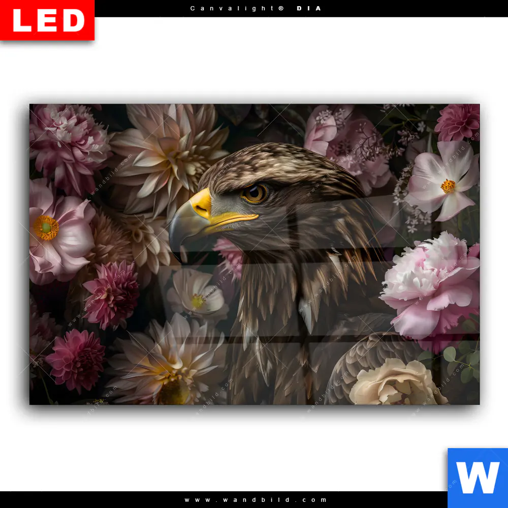 Wechselmotiv Acrylglas Canvalight® DIA | Florale Eleganz und Adlerblick | Querformat - Image 2