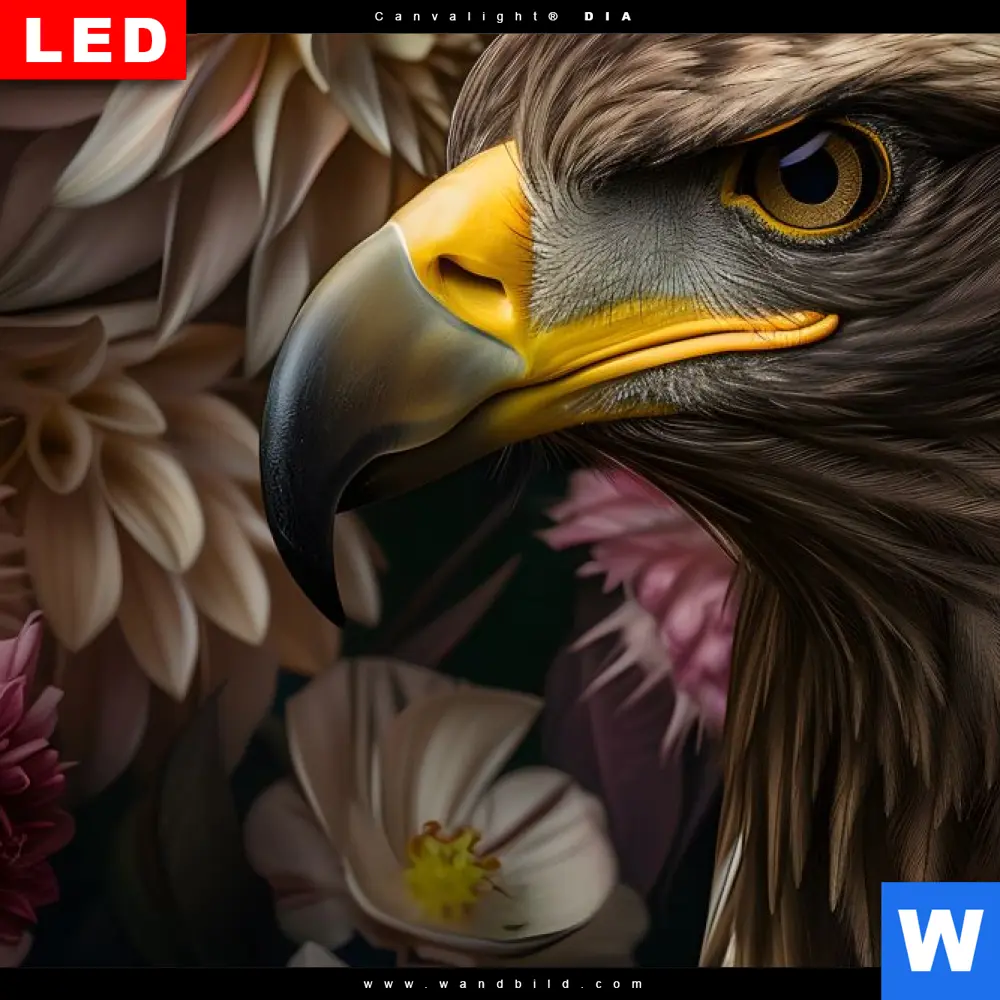 Wechselmotiv Acrylglas Canvalight® DIA | Florale Eleganz und Adlerblick | Querformat - Image 4