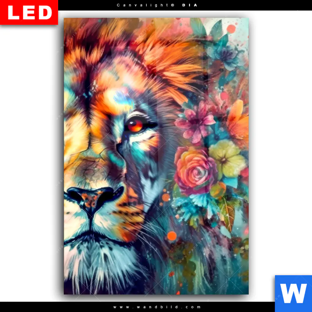 Wechselmotiv Acrylglas Canvalight® DIA | Floraler Löwe | Hochformat - Image 2