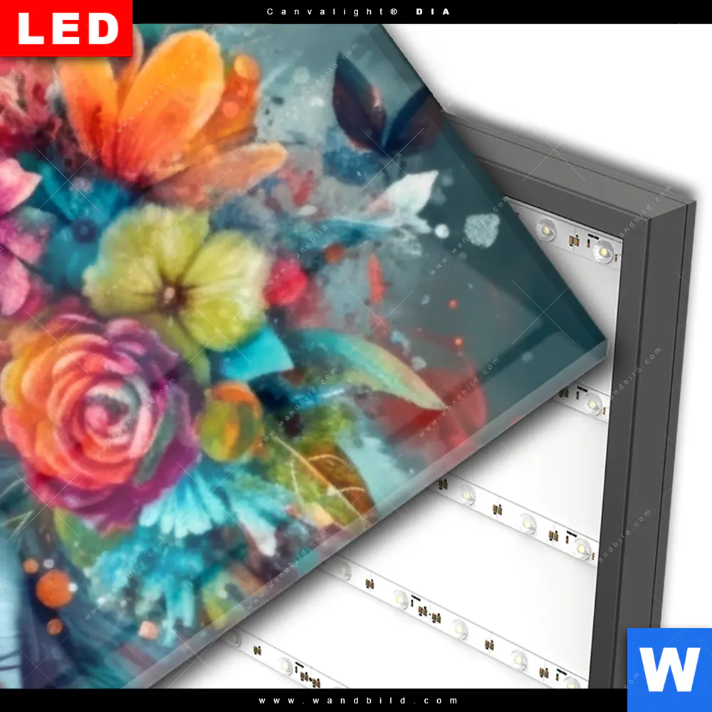 Wechselmotiv Acrylglas Canvalight® DIA | Floraler Löwe | Panorama - Image 3